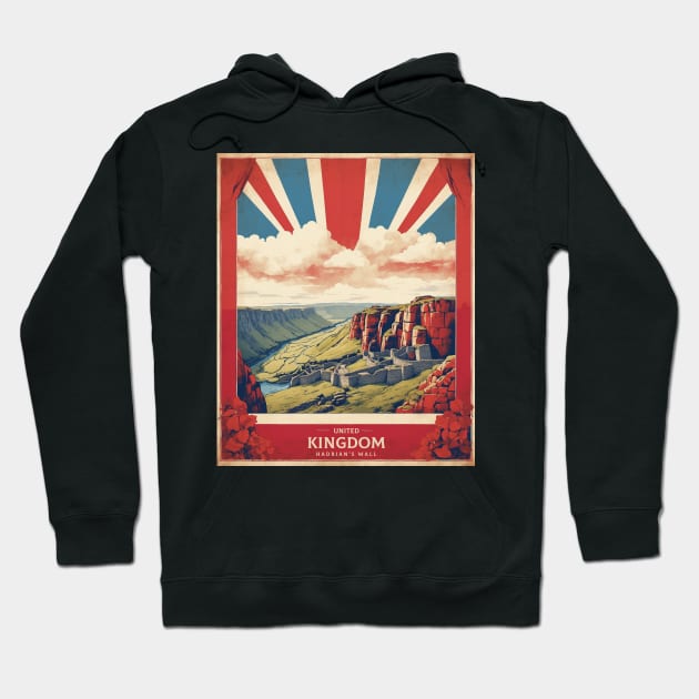 Hadrians Wall United Kingdom Vintage Travel Tourism Poster Hoodie by TravelersGems